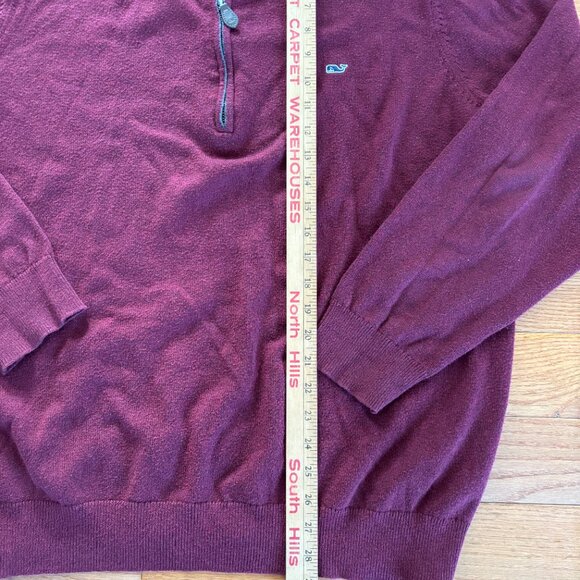 Vineyard Vines Sweater Mens XL Cotton Cashmere Blend 1/4 Zip Maroon Red Pullover - Picture 7 of 7